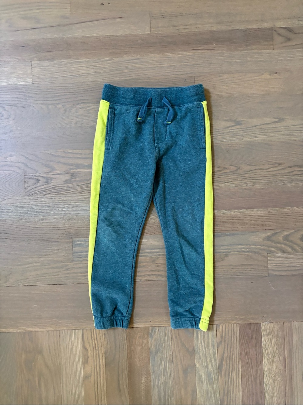 Kids Dark Teal Joggers with Neon Yellow Side Stripes